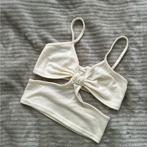 Light beige cutout top